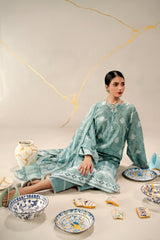 Printed Lawn Turquoise Unstitched 3Pc
