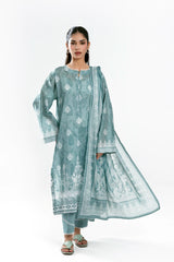Printed Lawn Turquoise Unstitched 3Pc