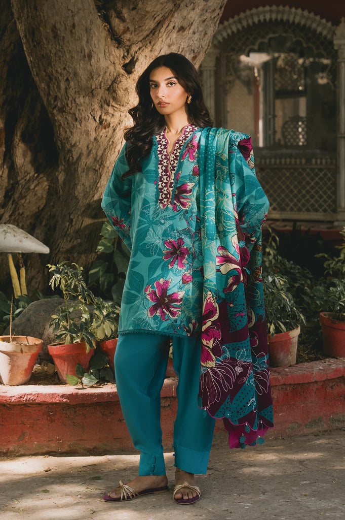 Blue Printed 3PC Unstitched