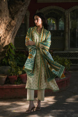 Beige Printed 3PC Unstitched