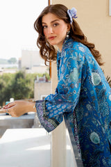 Printed Lawn-Blue Unstitched 3PC