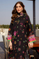 Printed Lawn-Black Unstitched 3PC