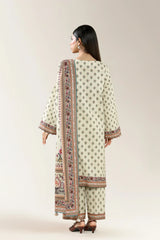 Printed Khaddar-Beige Unstitched 3PC