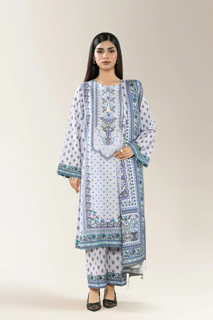 Printed Khaddar-Lilac Unstitched 3PC