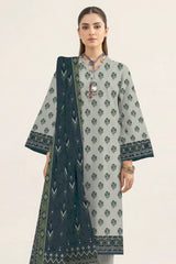 Printed Cotton Viscose-Beige Unstitched 3PC