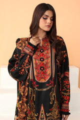 Black Viscose Printed Unstitched Shirt & Dupatta From Sohaye By Diners