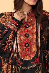 Black Viscose Printed Unstitched Shirt & Dupatta From Sohaye By Diners