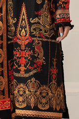 Black Viscose Printed Unstitched Shirt & Dupatta From Sohaye By Diners