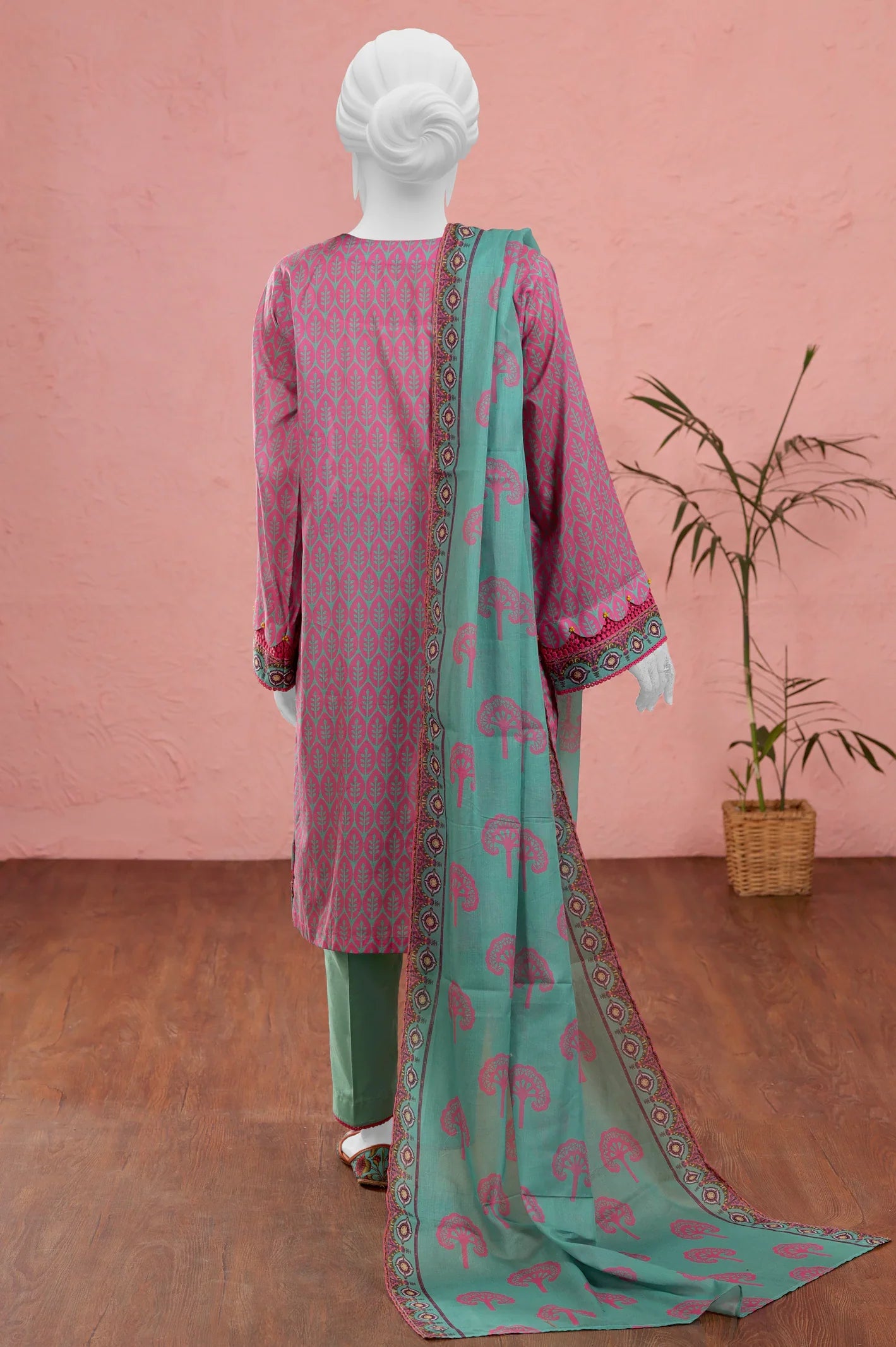 Green Printed Unstitched Kurti With Dupatta From Sohaye By Diners