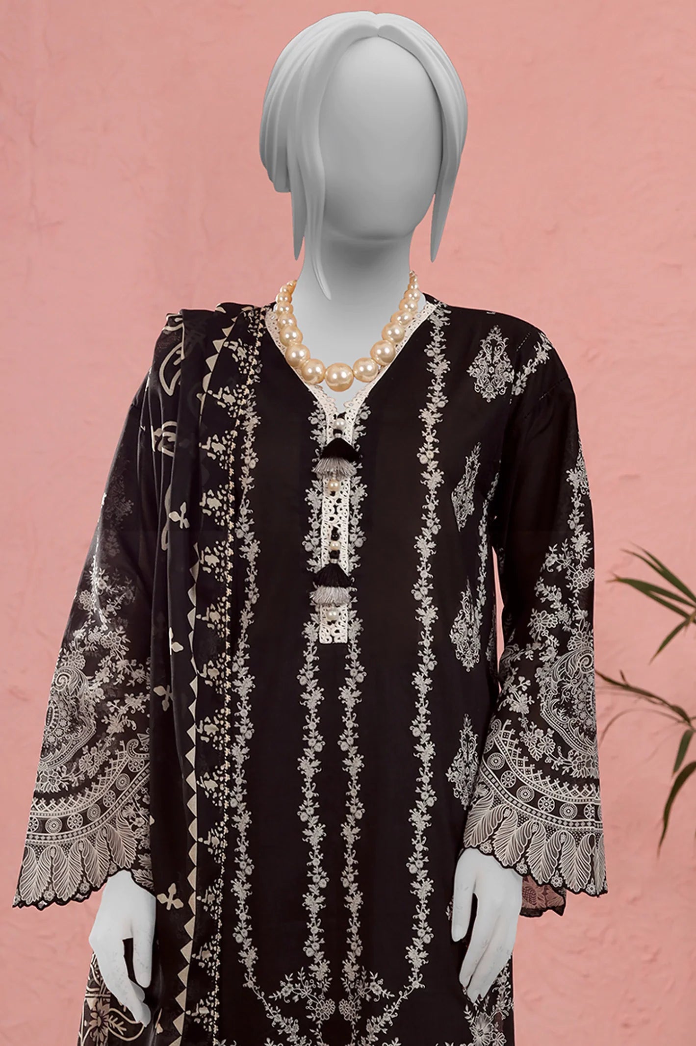 Black & White Printed Unstitched 2PC From Sohaye By Diners