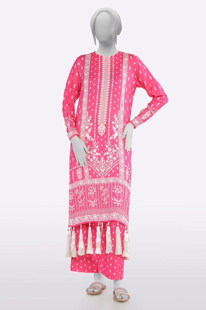 Pink Printed Unstitched 2PC