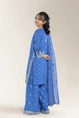Embroidered Solid Fancy Jacquard Blue Teens 3Pc
