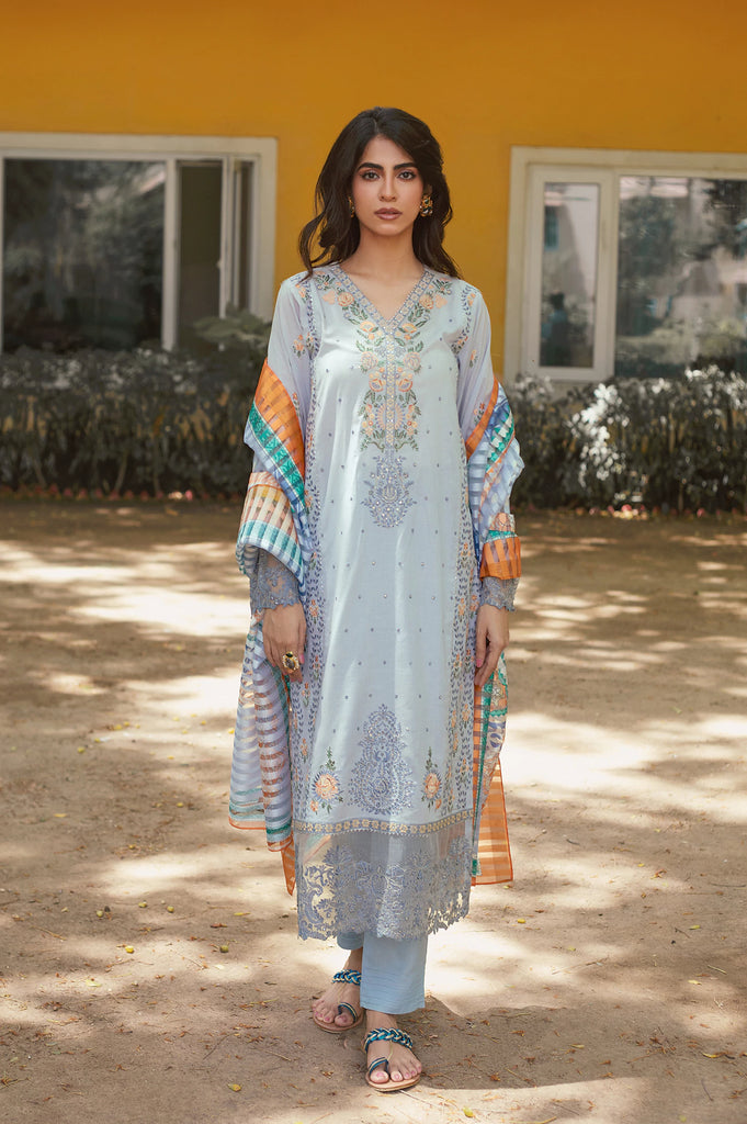 3PC Unstitched Embroidered