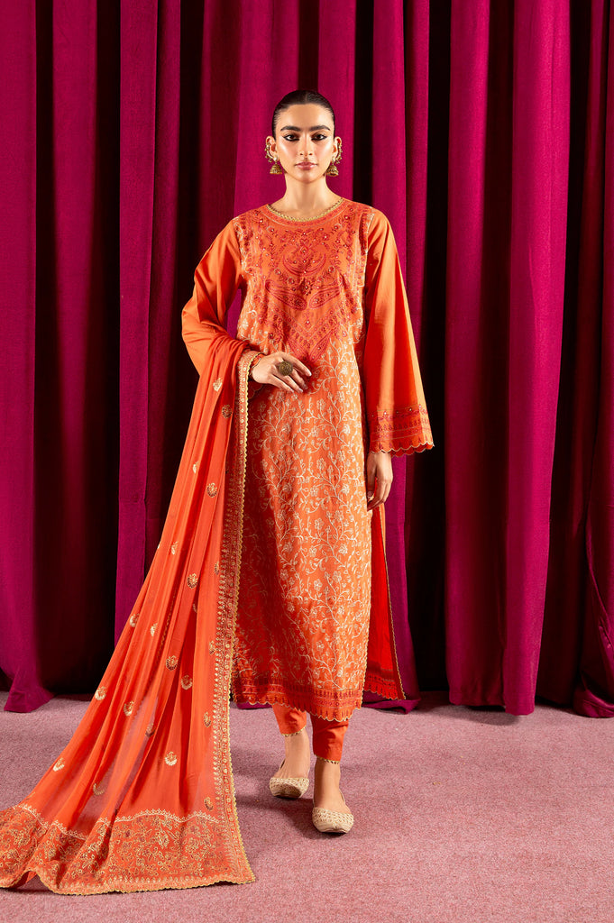 Mustard Embroidered 3PC Unstitched