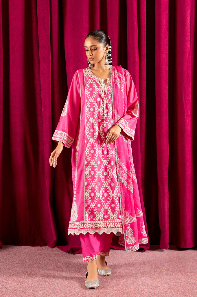 Pink Embroidered 3PC Unstitched