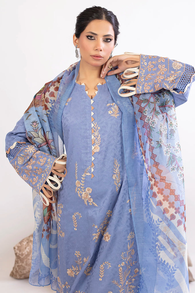 Blue Embroidered 3PC Unstitched