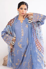 Blue Embroidered 3PC Unstitched