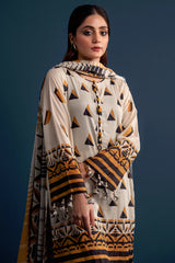 Cream Printed 3PC Unstitched