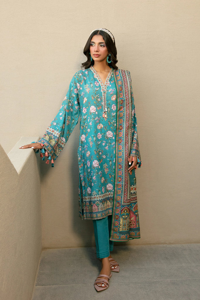 Teal Printed 3PC Unstitched