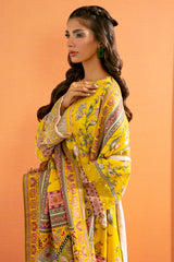Yellow Printed 3PC Unstitched