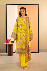 Yellow Printed 3PC Unstitched