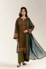 Printed Lawn-Olive Unstitched 3PC