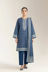 Printed Lawn-N Blue Unstitched 3PC