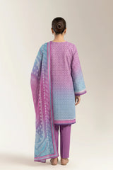 Printed Lawn-Purple Unstitched 3PC