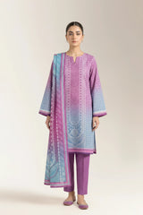 Printed Lawn-Purple Unstitched 3PC