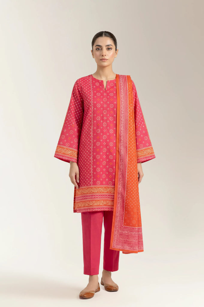 Printed Lawn-Pink Unstitched 3PC