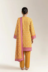 Printed Lawn-Mustard Unstitched 3PC