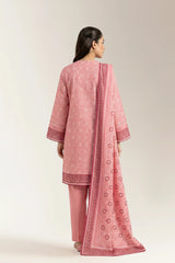 Printed Lawn-Pink Unstitched 3PC