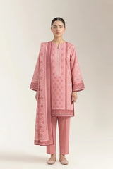 Printed Lawn-Pink Unstitched 3PC