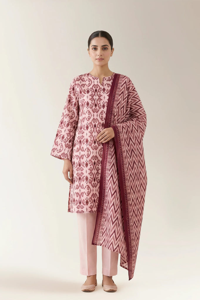 Printed Lawn-Pink Unstitched 3PC