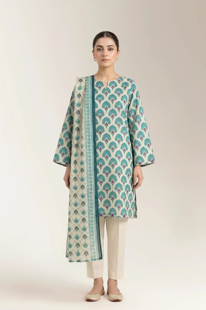 Printed Lawn-Offwhite Unstitched 3PC