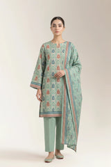 Printed Lawn-Mint Unstitched 3PC