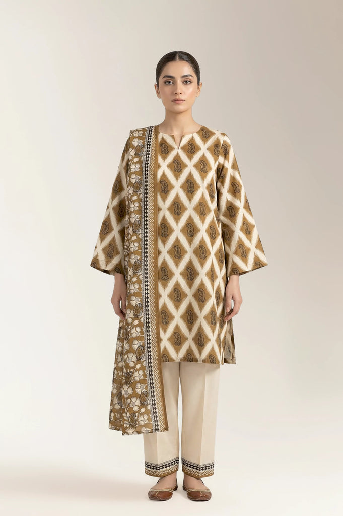 Printed Lawn-Mustard Unstitched 3PC