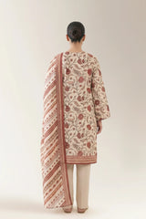 Printed Lawn-Beige Unstitched 3PC