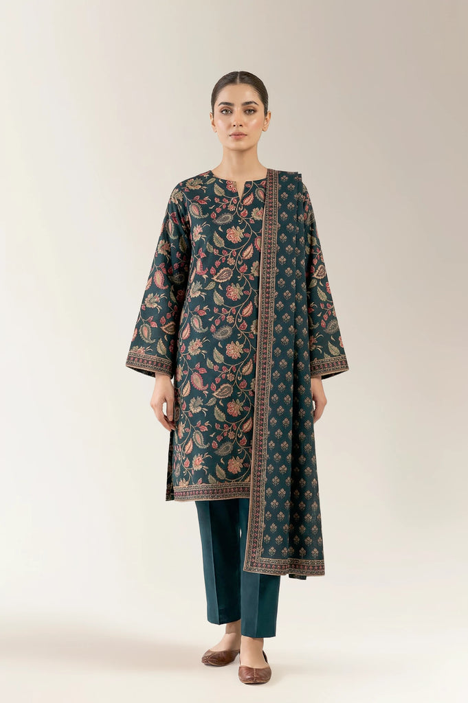 Printed Lawn-Blue Unstitched 3PC