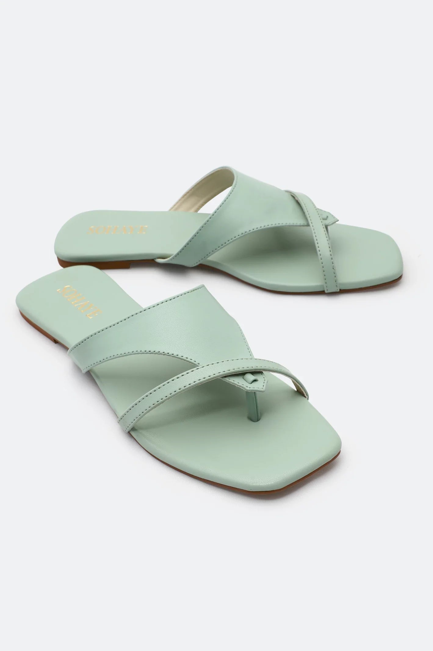 Sea Green Slippers for Women From Sohaye By Diners