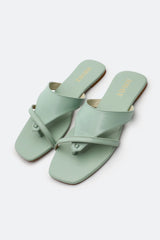 Sea Green Slippers for Women From Sohaye By Diners