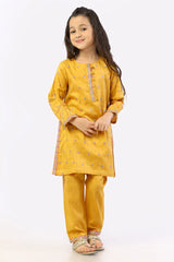 Mustard Embroidered Girls 2PC