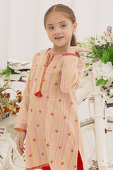 Yarn Dyed Cream Girls Kurti