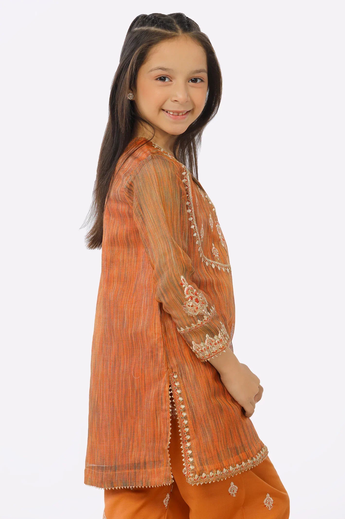 Rust Yarn Dyed Embroidered Girls 2PC Suit From Sohaye By Diners