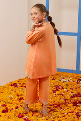 Orange Embroidered Girls 2PC