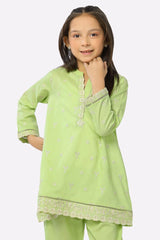 Light Green Cambric Embroidered Girls 2PC Suit From Sohaye By Diners