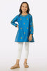 Blue Khaddi Net Block Printed Girls Kurti From Sohaye By Diners