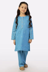 Light Blue Embroidered Girls Kurti