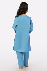 Light Blue Embroidered Girls Kurti