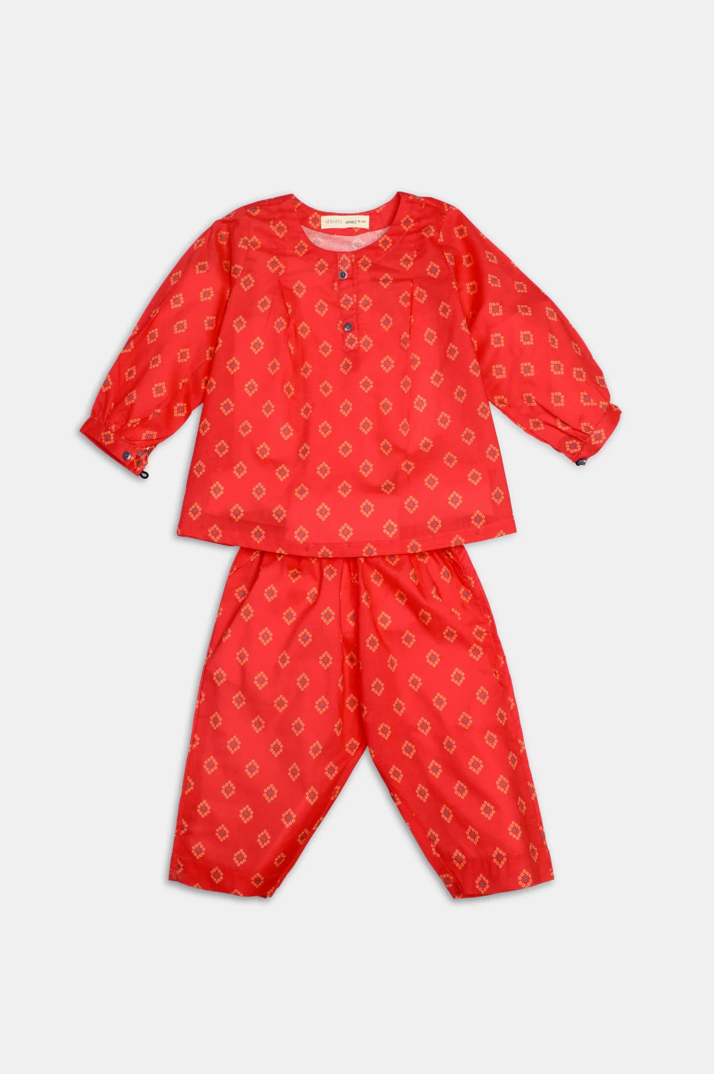 Red Printed Infant Girl Kurti From Sohaye By Diners